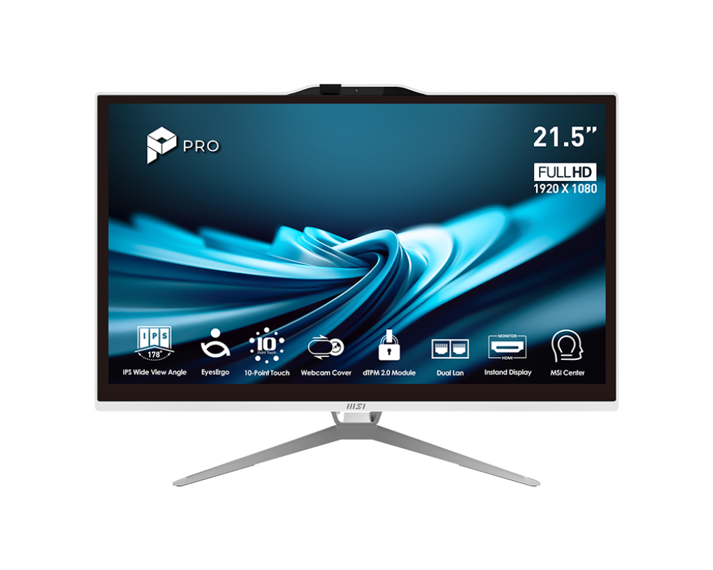 MSI Pro AP222T 14M-443XTR  i5-14400 16GB DDR4 500GB SSD 21.5″ FHD FDOS Dokunmatik  Beyaz All In One PC