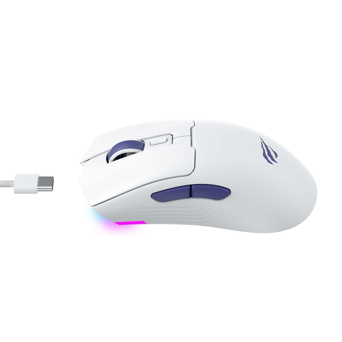 Havit Gamenote MS966WB Kablolu/Kablosuz RGB Beyaz Gaming (Oyuncu) Mouse