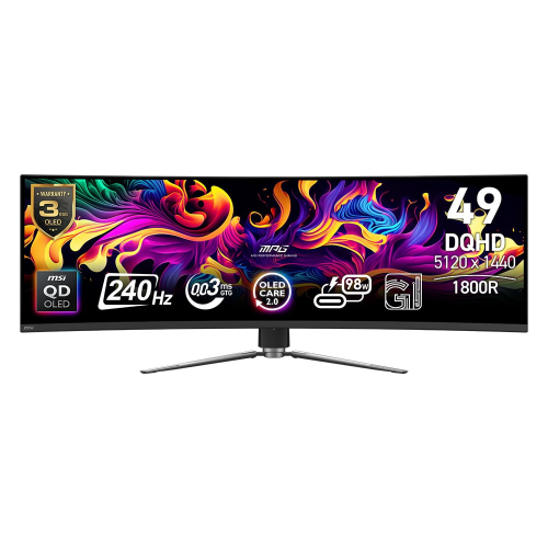 MSI MPG 491CQPX QD-OLED 49″ 240Hz 0.03Ms DQHD Adaptive Sync OLED Curved Gaming Monitör