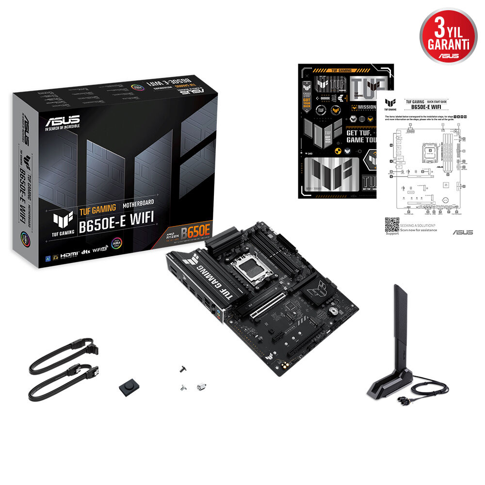 ASUS Tuf Gaming B650E-E WIFI AMD AM5 B650 Soket DDR5 8000MHz ATX Gaming (Oyuncu) Anakart