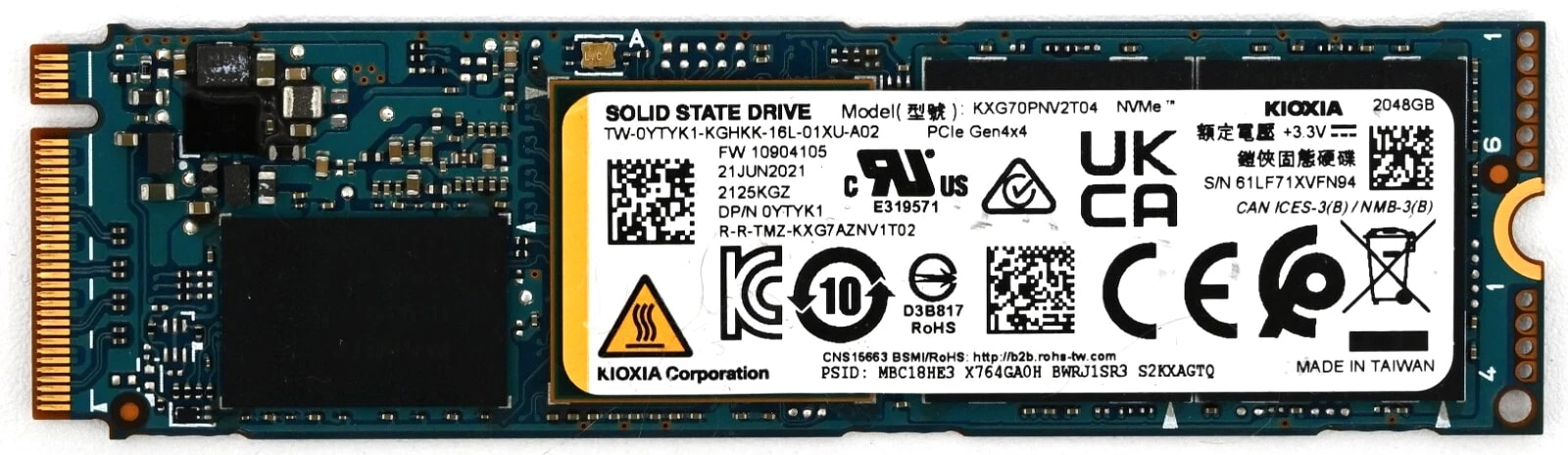 Kioxia XG7 KXG70PNV2T04 2TB Gen4 6400/5000MB/sn NVMe PCIe M.2 SSD BULK (Kutusuz) 