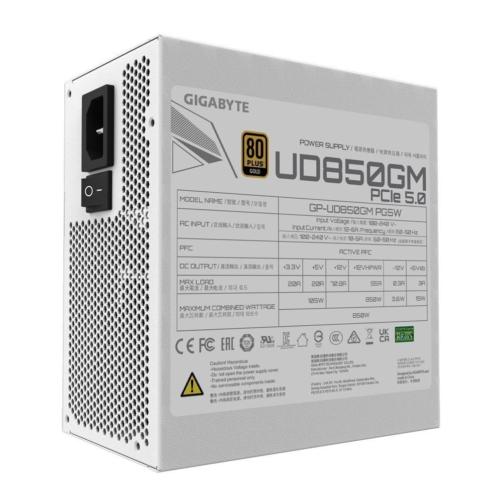 Gigabyte GP-UD850GM PG5W 850W 80 Plus Gold Full Modüler Beyaz Power Supply