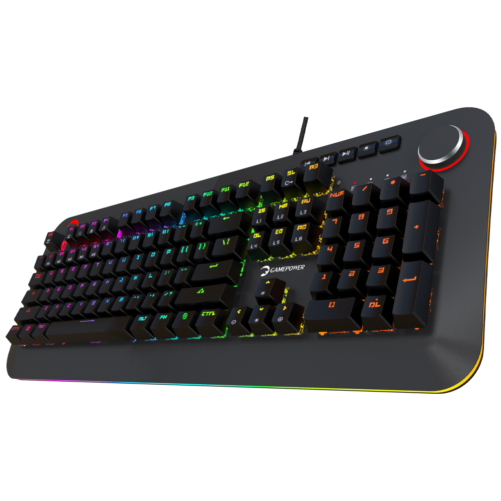 GamePower Starscream 60M RGB Mavi Switch 60 Milyon İngilizce Q USB Suya Dayanıklı Optik Mekanik Gaming Klavye