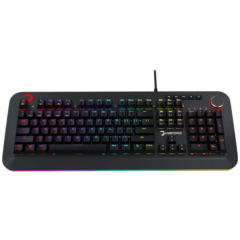 GamePower Starscream 60M RGB Mavi Switch 60 Milyon İngilizce Q USB Suya Dayanıklı Optik Mekanik Gaming Klavye