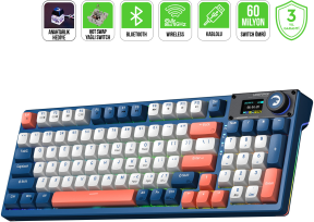 GamePower Gasket Elite X RGB Wireless/Bluetooth/Kablolu Mekanik Hot-Swap Yağlı Switch Gasket İngilizce Q Gaming Klavye
