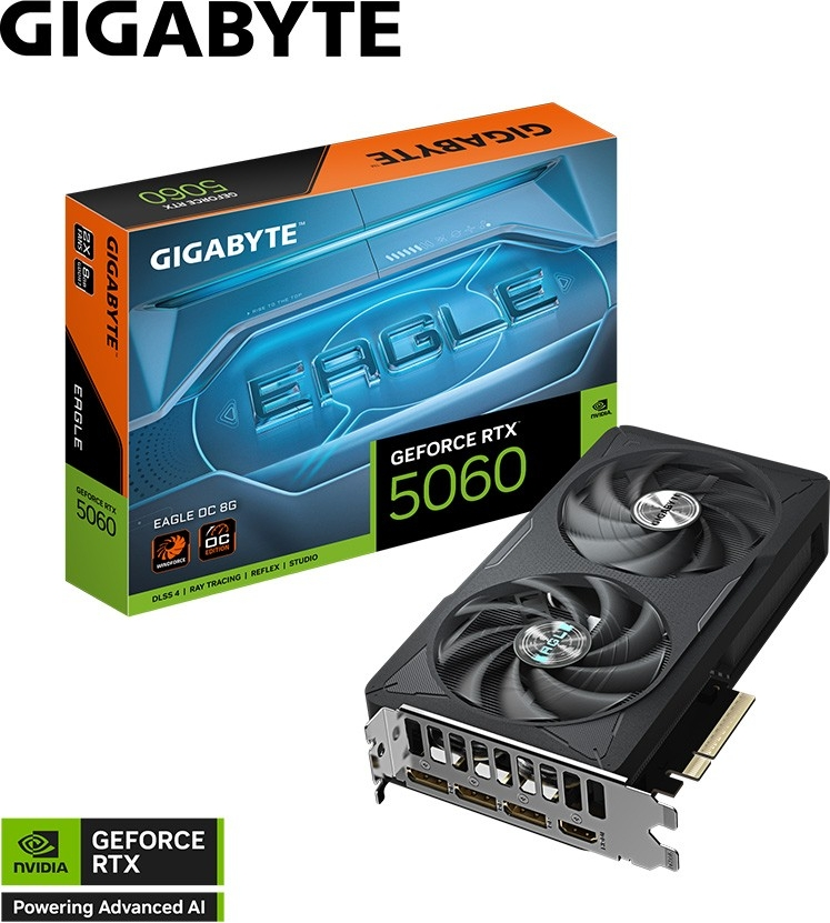 Gigabyte GeForce RTX5060 EAGLE OC GV-N5060EAGLE OC-8GD GDDR7 8GB 128Bit Gaming Ekran Kartı