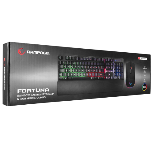 Rampage KM-RX7 FORTUNA V2 Gökkuşağı Aydınlatmalı USB Siyah Gaming Combo Q Gaming Klavye + 12800 dpi Mouse Seti