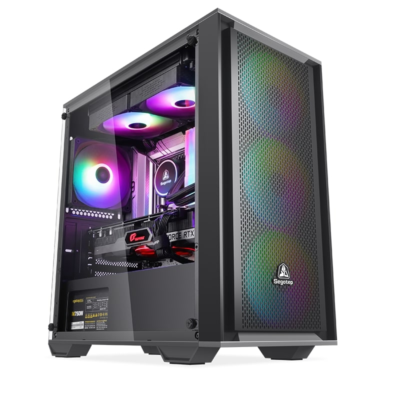 SEGOTEP Gank 240-S Siyah 650W 80+ Midi Tower Kasa (ARGB Fan) 