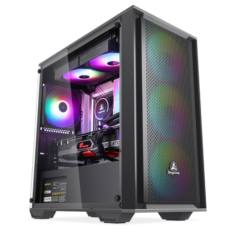 SEGOTEP Gank 240-S Siyah 650W 80+ Midi Tower Kasa (ARGB Fan) 