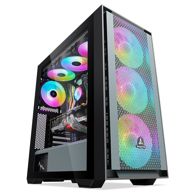 SEGOTEP Gank 360 Siyah 750W 80+ Bronze PCIE 5.1 Midi Tower Kasa (ARGB Fan) 