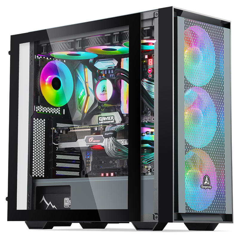 SEGOTEP Gank 360 Siyah 750W 80+ Bronze PCIE 5.1 Midi Tower Kasa (ARGB Fan) 