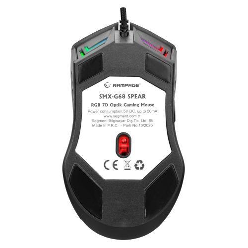 Rampage SMX-G68 SPEAR V2 FULL RGB 12800 DPI Siyah 7D Makrolu Gaming Oyuncu Mouse - 34870