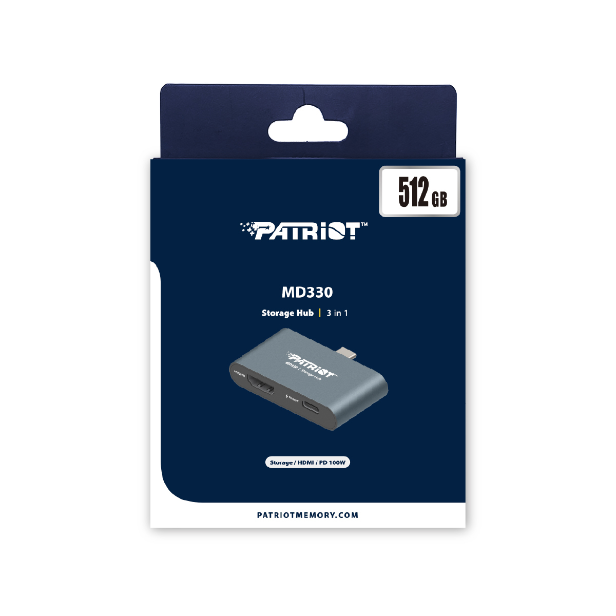 Patriot Mobile MD330 Storage Hub (USB 3.2 GEN 1:HDMI/USB-PD) [512GB] (PMD512GH013)