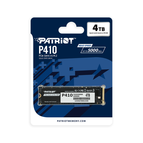Patriot P410 PCIe Gen4 x4 (NVMe 1.4) M.2 2280 SSD R/5000 W/4500 [4TB] (P410P4TBM28H)