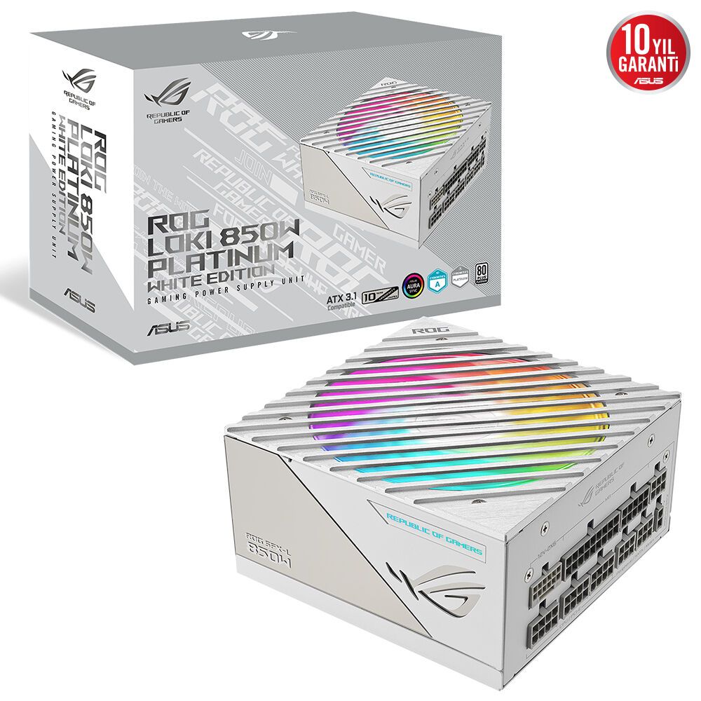ASUS ROG-LOKI-850P-SFX-L-GAMING White Edition 850W 80 Plus Platinum 120mm Full Modüler Gaming (Oyuncu) Power Supply