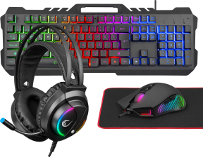 Rampage FITMENT KM-GX7 Gökkuşağı Aydınlatmalı Siyah USB Gaming Combo Mouse + Mousepad + Kulaklık Q G - 35038