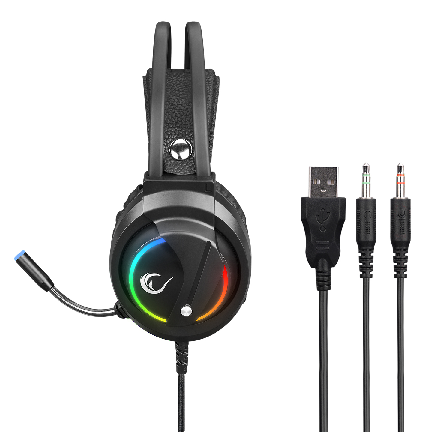 Rampage FITMENT KM-GX7 Gökkuşağı Aydınlatmalı Siyah USB Gaming Combo Mouse + Mousepad + Kulaklık Q G - 35038