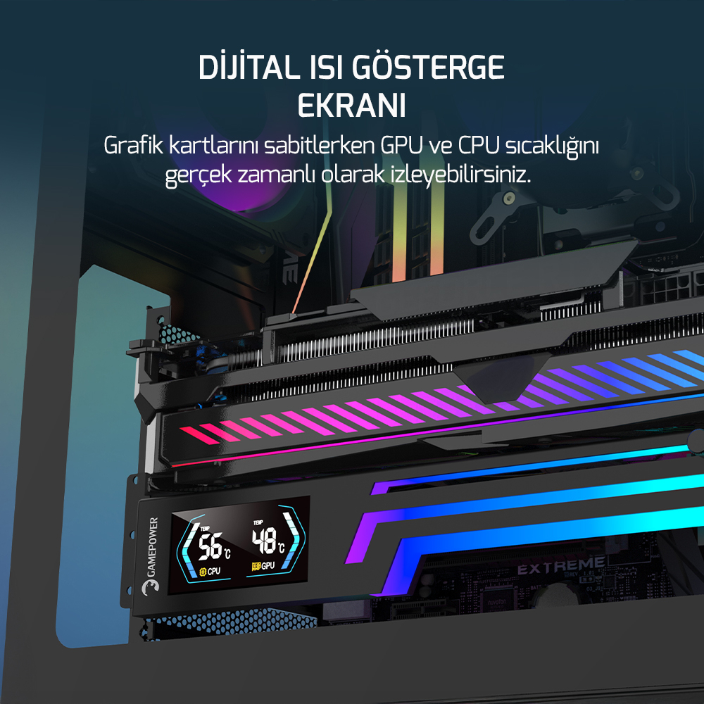 Gamepower Heatsync ARGB LCD Ekran Kartı Tutucu Beyaz