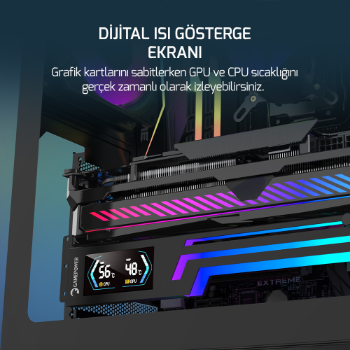 Gamepower Heatsync ARGB LCD Ekran Kartı Tutucu Beyaz 