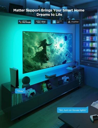 Govee AI 8K Sync Box 2 Sync Box + 2 adet HDMI kablo + LED Şerit 55-65 inç Tüm Tv`ler Uyumludur -H8604C12