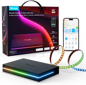 Govee AI 8K Sync Box 2 Sync Box + 2 adet HDMI kablo + LED Şerit 55-65 inç Tüm Tv`ler Uyumludur -H8604C12
