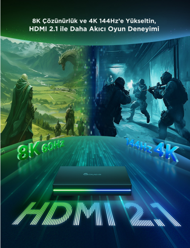 Govee AI 8K Sync Box 2 Sync Box + 2 adet HDMI kablo + LED Şerit 55-65 inç Tüm Tv`ler Uyumludur -H8604C12