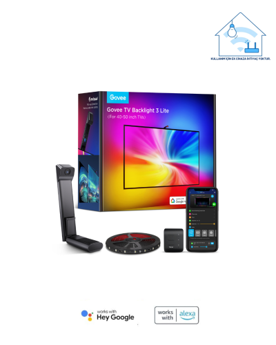 Govee Envisual T3 Lite TV Arkası Led Şerit Renk Senkronizasyonlu Ambiyans Aydınlatma 40-50 inç TV`ler ile Uyumlu -H60973D1