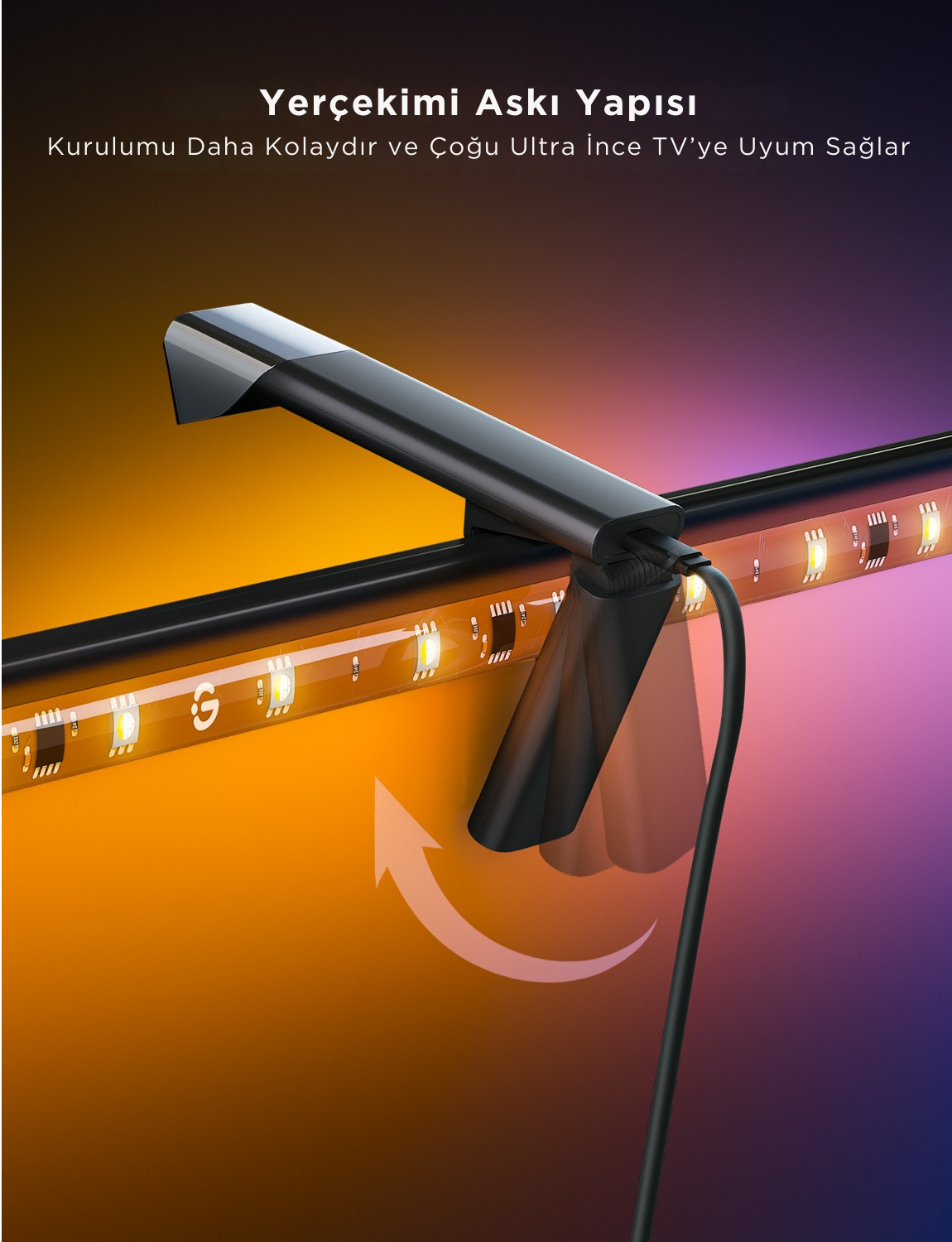 Govee Envisual T3 Lite TV Arkası Led Şerit Renk Senkronizasyonlu Ambiyans Aydınlatma 40-50 inç TV`ler ile Uyumlu -H60973D1