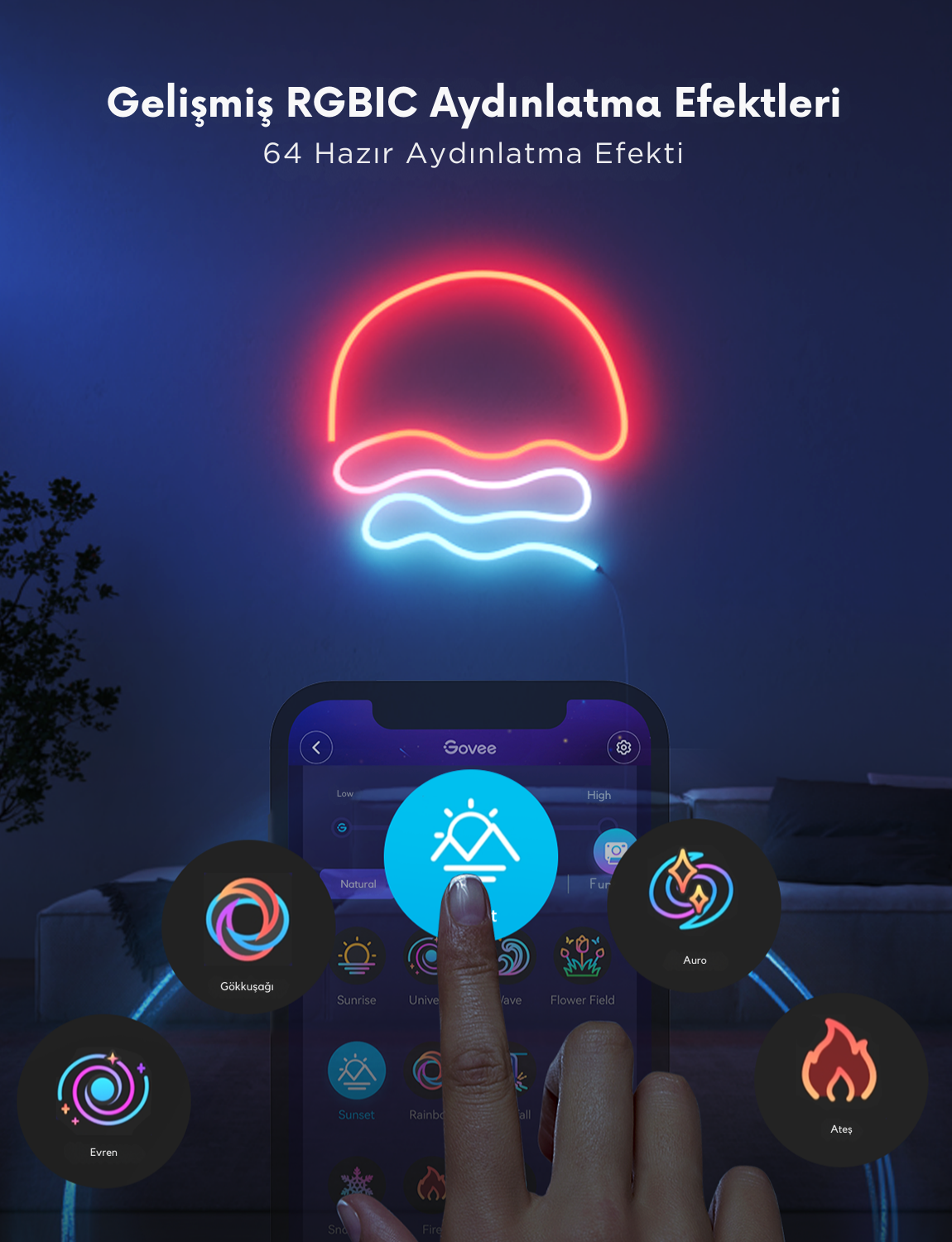 Govee Matter Destekli, Bükülebilir, Şekillendirilebilir Neon LED Şerit 2.Nesil (3MT)-Beyaz -H61D3301