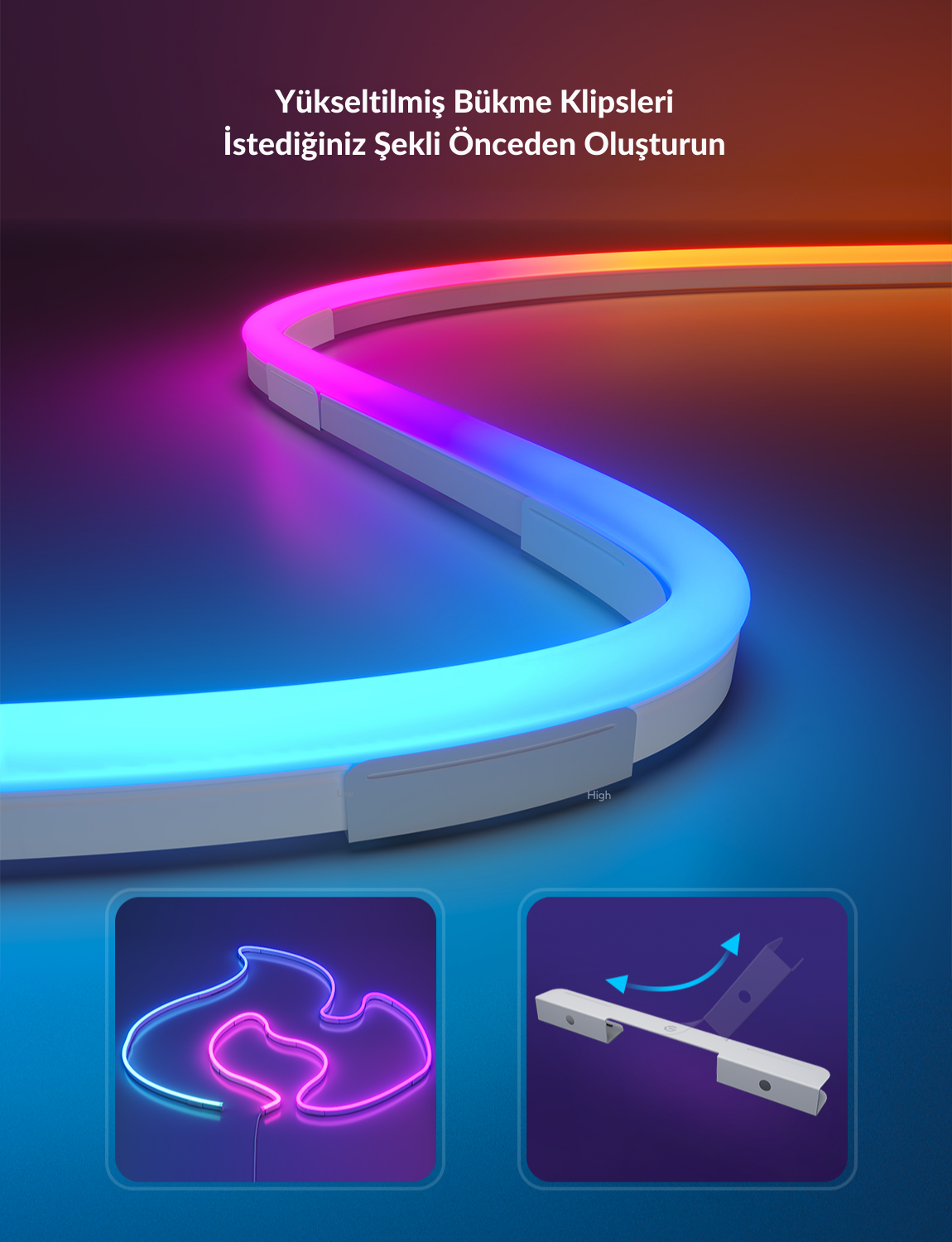 Govee Matter Destekli, Bükülebilir, Şekillendirilebilir Neon LED Şerit 2.Nesil (3MT)-Beyaz -H61D3301