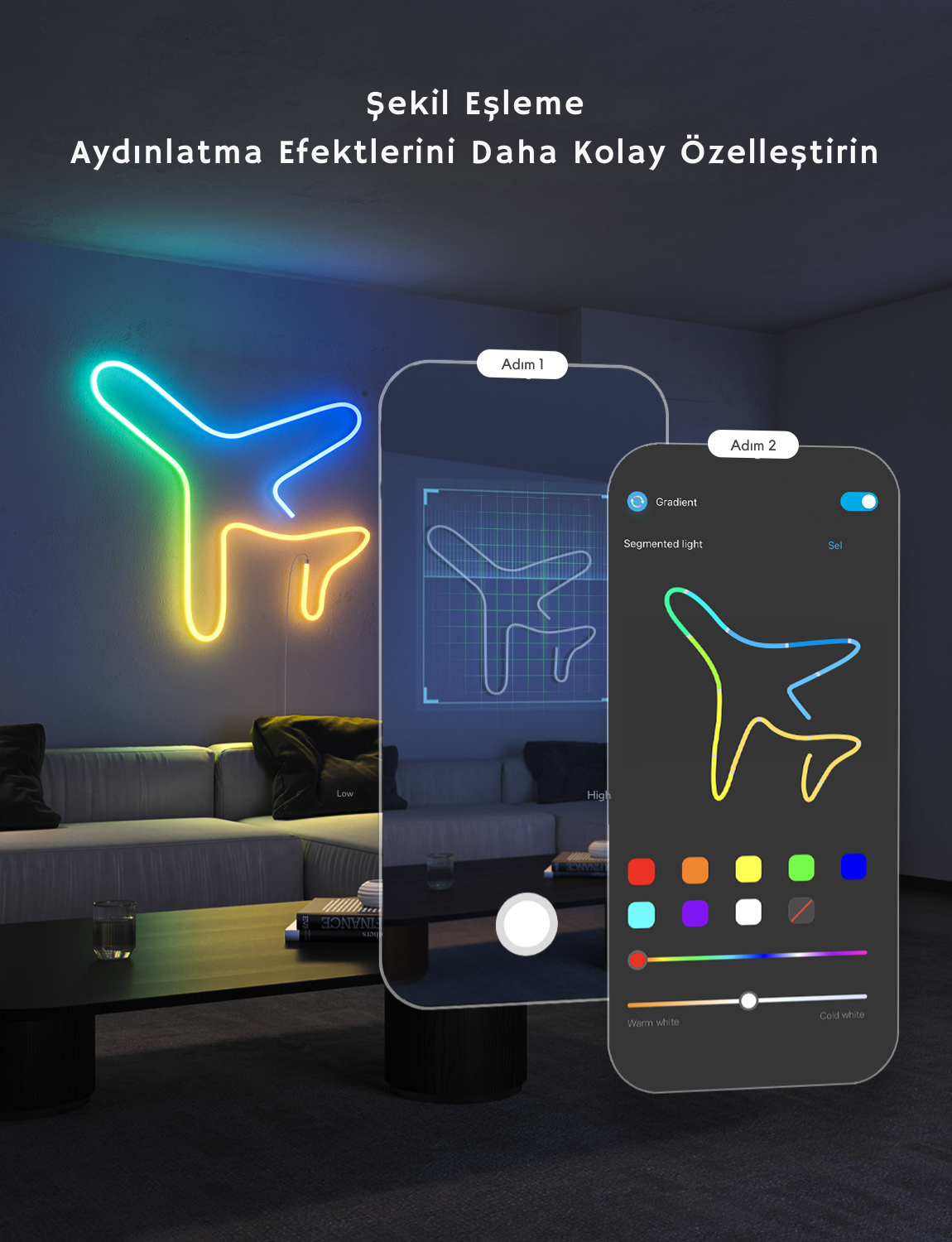 Govee Matter Destekli, Bükülebilir, Şekillendirilebilir Neon LED Şerit 2.Nesil (3MT)-Beyaz -H61D3301