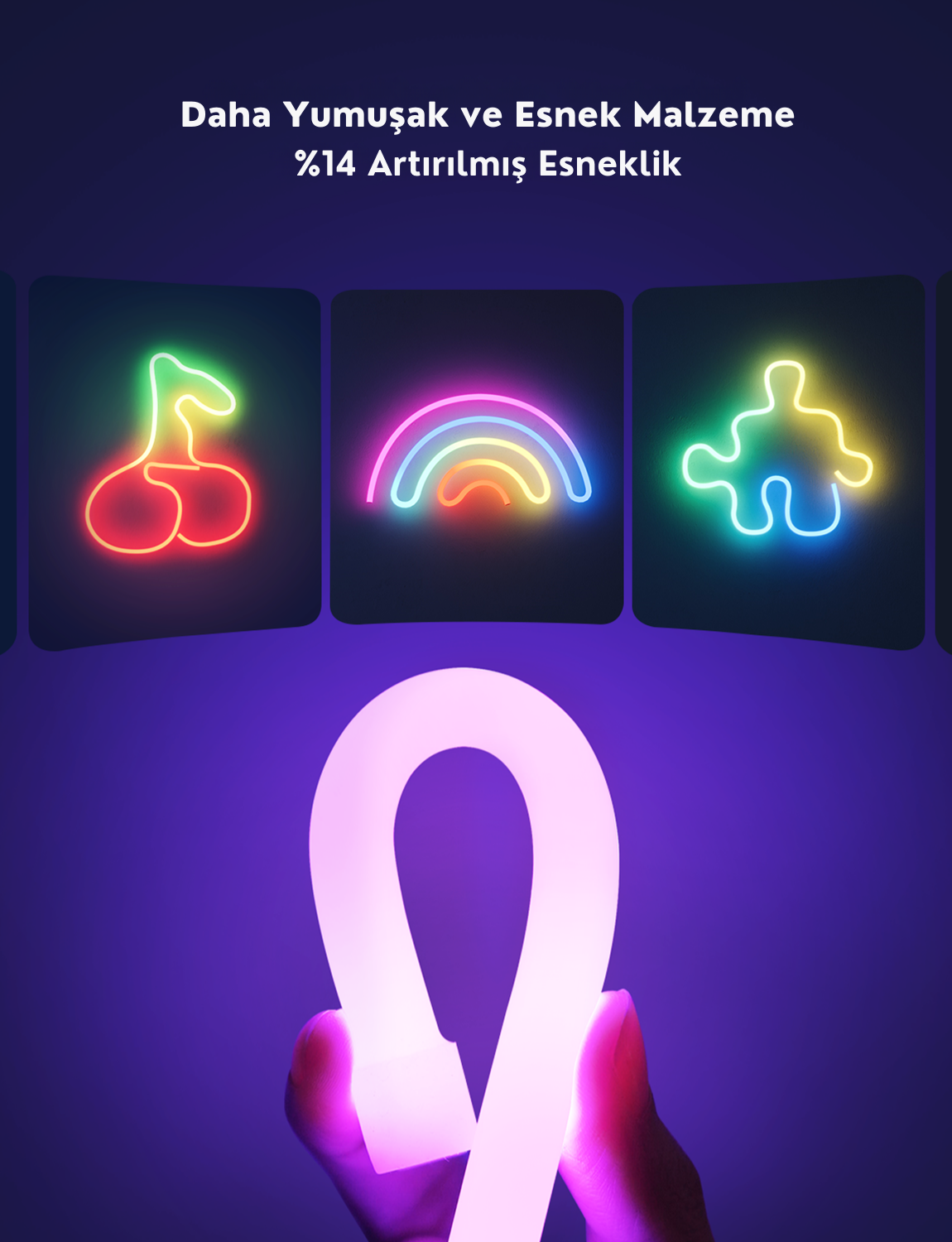 Govee Matter Destekli, Bükülebilir, Şekillendirilebilir Neon LED Şerit 2.Nesil (3MT)-Beyaz -H61D3301