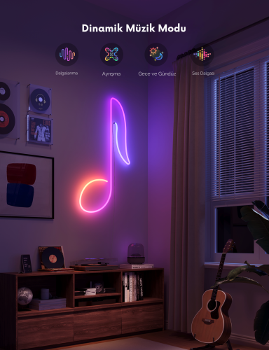 Govee Matter Destekli, Bükülebilir, Şekillendirilebilir Neon LED Şerit 2.Nesil (5MT)-Beyaz  -H61D5301