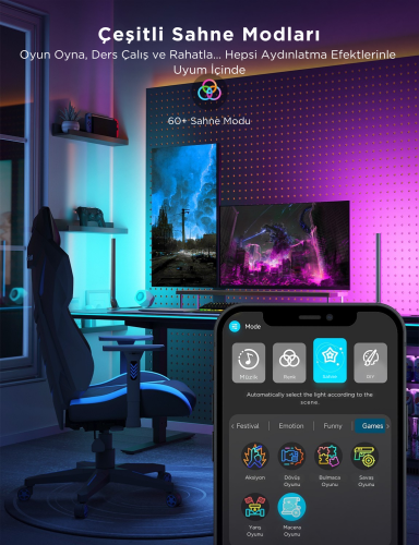 Govee Akıllı Gaming Dikey Aydınlatma 2'Lİ - H6047381