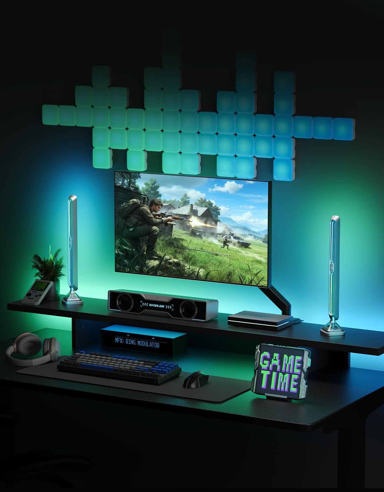 Govee Gaming Pixel Aydınlatma - Eş Zamanlı Saat, Hava Durumu, Borsa Gösterge Fonksiyonlu -H8630C81