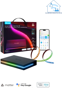 Govee AI 8K Sync Box 2 Sync Box + 2 adet HDMI kablo + LED Şerit 55-65 inç Tüm Tv'ler Uyumludur -H8604C12