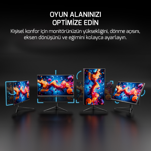 GamePower Lucid S50 24.5″ 500Hz 0.2Ms Fast VA E Spor 10 Bit Pivot FHD RGB Gaming Monitör
