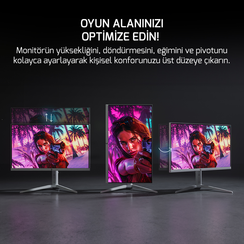 GamePower Rapid V90 27″ 300Hz 0.5Ms Fast VA FHD Pivot RGB Gaming Monitör