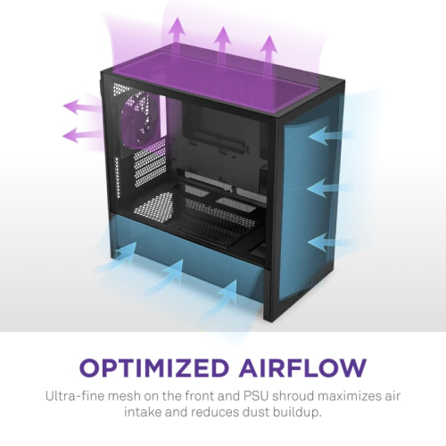 NZXT H Series H3 Flow CC-H31FB-01 mATX Siyah Gaming (Oyuncu) Kasası