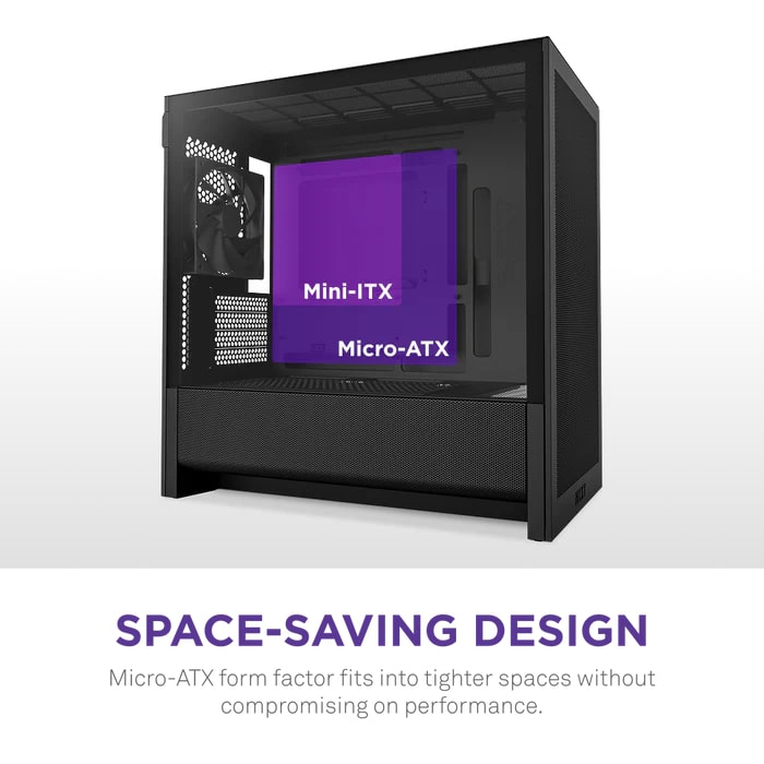 NZXT H Series H3 Flow CC-H31FB-01 mATX Siyah Gaming (Oyuncu) Kasası