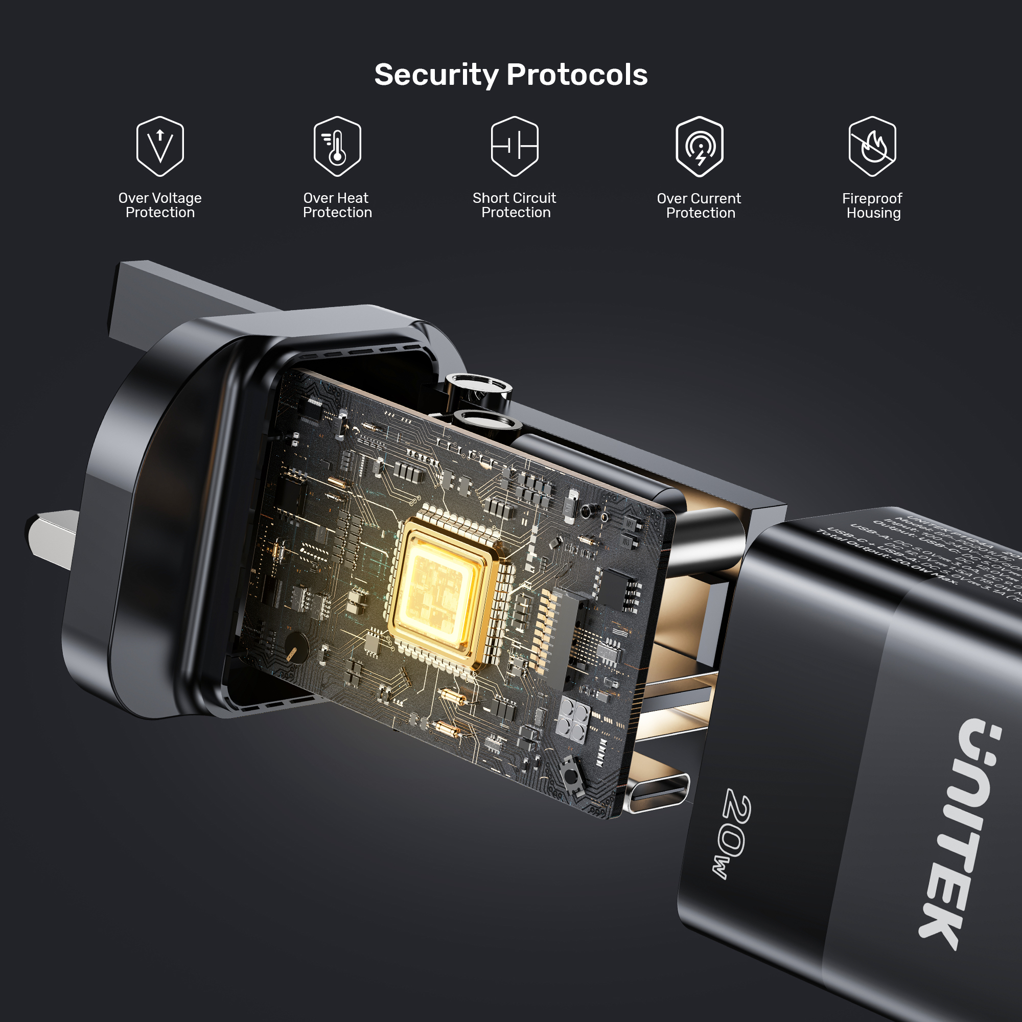 Unitek 20W Hızlı Şarj Adaptörü 1*USB-C 1*USB-A (P1124ABK-EU)