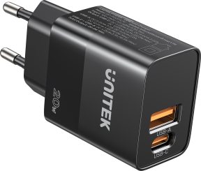 Unitek 20W Hızlı Şarj Adaptörü 1*USB-C 1*USB-A (P1124ABK-EU)