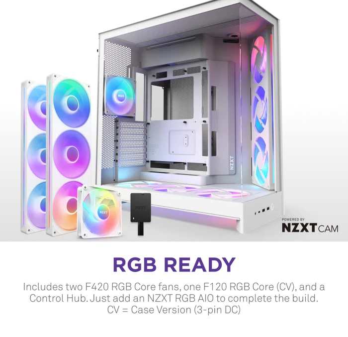 NZXT H Series H9 Flow RGB+ CM-H92FW-P1 Beyaz ATX Mid Tower Gaming (Oyuncu) Kasa