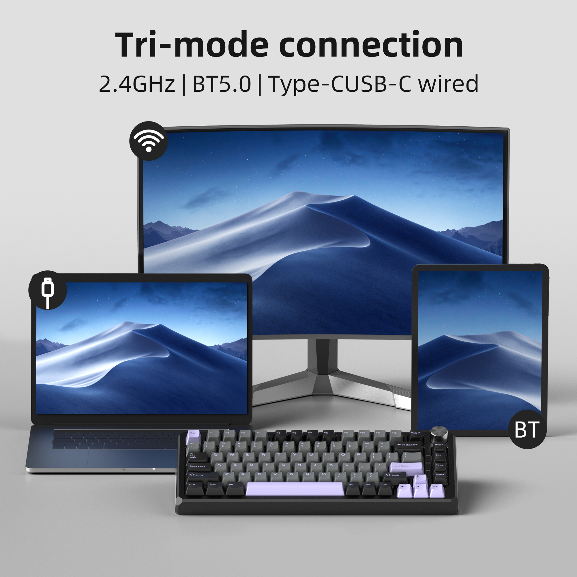 MageGee Captain75 82 Tuş Wireless/Bluetooth/Kablolu Manyetik RGB Hot-Swap Gasket Siyah Gaming Klavye