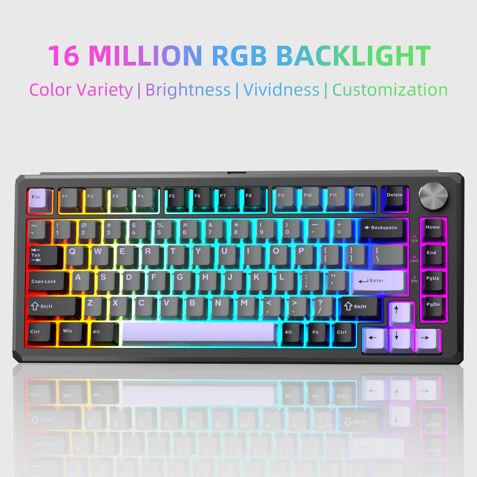 MageGee Captain75 82 Tuş Wireless/Bluetooth/Kablolu Manyetik RGB Hot-Swap Gasket Siyah Gaming Klavye