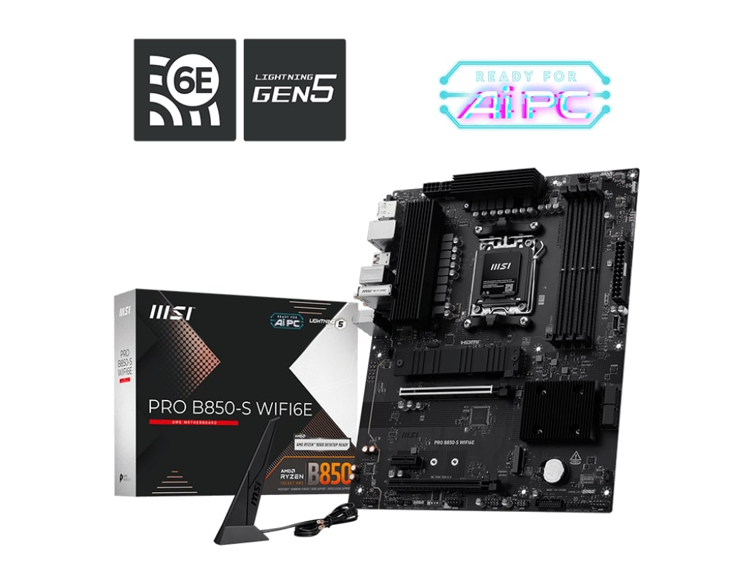 MSI PRO B850-S WIFI6E DDR5 AMD B850 AM5 Soket DDR5 8200+(OC)MHz ATX Anakart