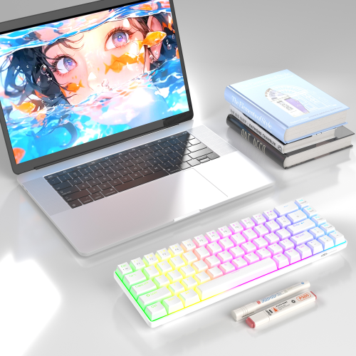 MageGee MK-BOX Pudding 68 Tuş RGB Red Switch Kablolu Beyaz Gaming Klavye