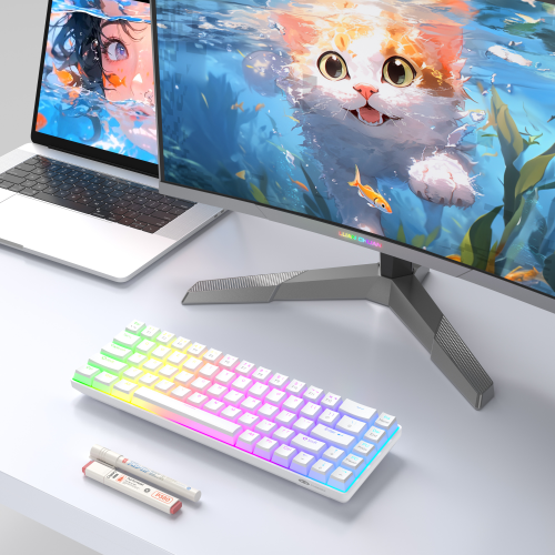 MageGee MK-BOX Pudding 68 Tuş RGB Red Switch Kablolu Beyaz Gaming Klavye