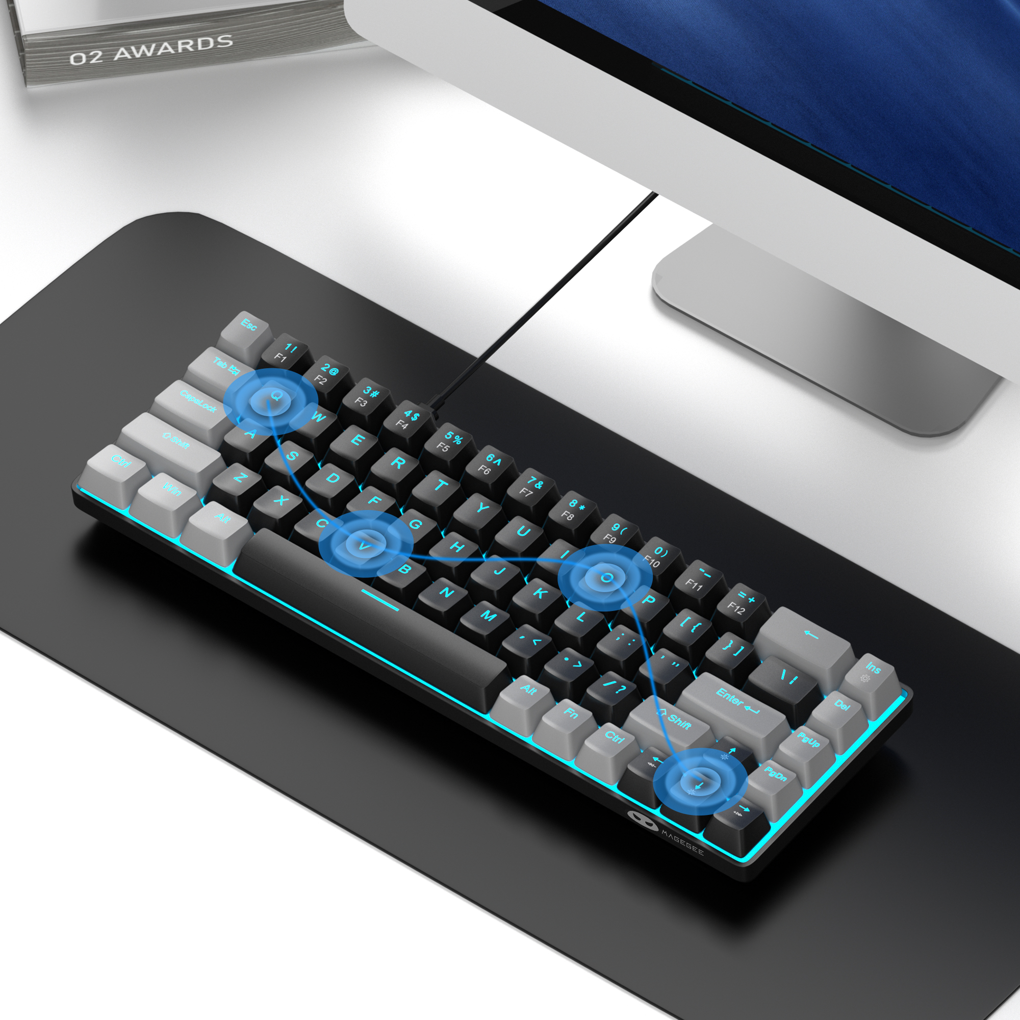 MageGee MK-BOX Mekanik 68 Tuş Kablolu Gri-Siyah Tek Renk Işıklı Gaming Klavye