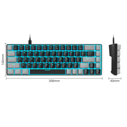 MageGee MK-BOX Mekanik 68 Tuş Kablolu Gri-Siyah Tek Renk Işıklı Gaming Klavye